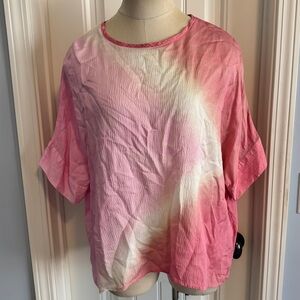 Essentiel Antwerp 36 Beehive Pink Tie Dye Blouse Top ~ Modern Art To Wear US 4